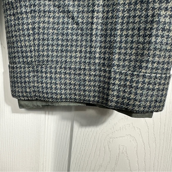 Talbots size 2 petite 100% wool blue/green check trousers, fully lined, cuffed - Picture 2 of 8